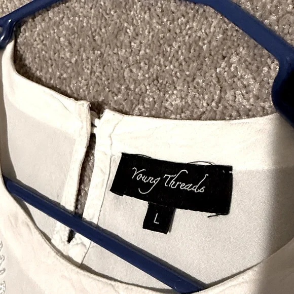 Young Threads Floral Abstract Patterned Dolman Sleeve Blouse Large - Picture 6 of 8